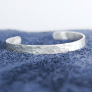 Hammered Silver Cuff Bracelet 1/4" Wide 