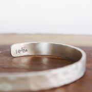 Hammered Silver Cuff Bracelet 1/4" Wide 