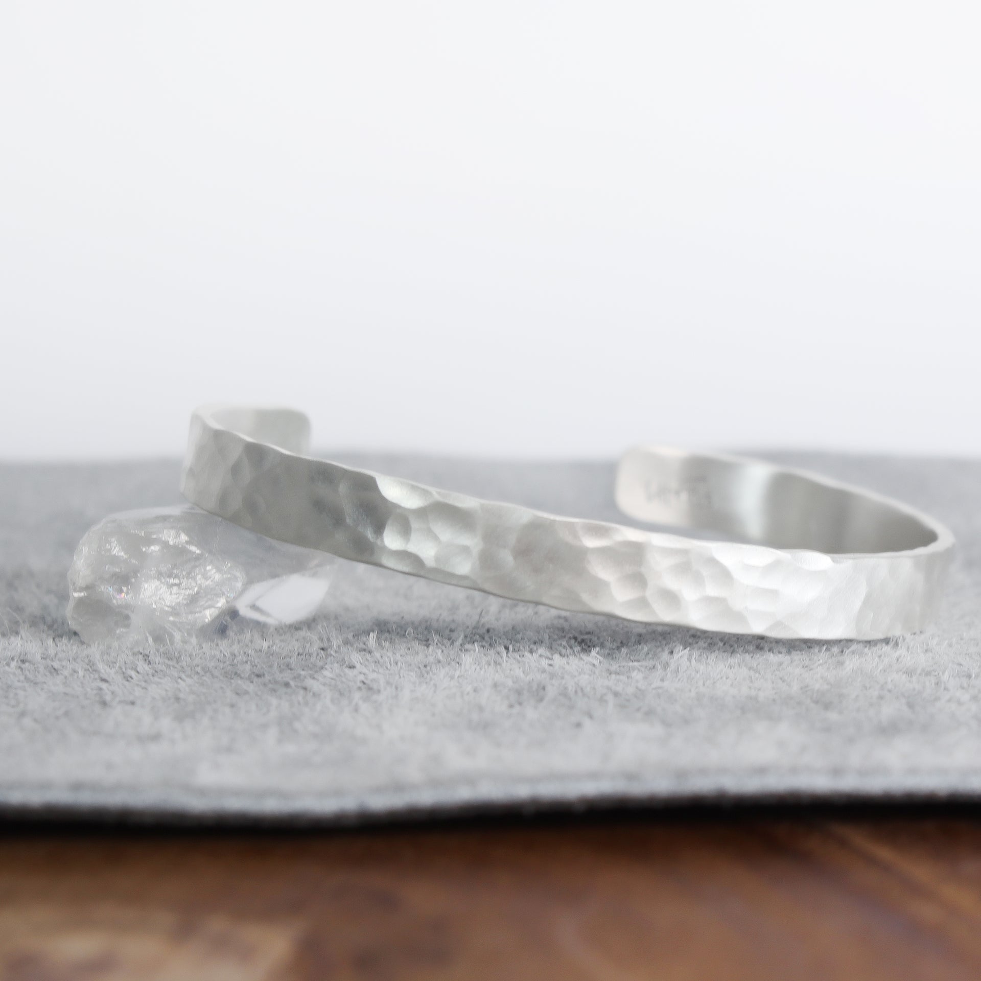 Hammered Silver Cuff Bracelet 1/4" Wide 