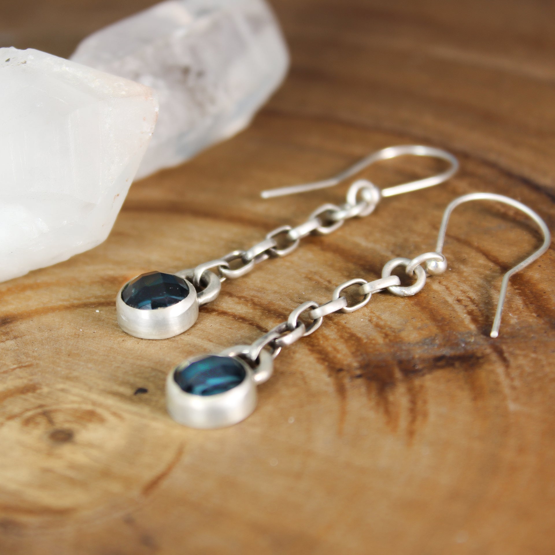 Blue Topaz Earrings - Looking Glass Earrings 