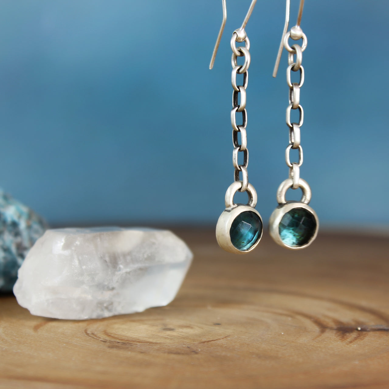 Blue Topaz Earrings - Looking Glass Earrings 