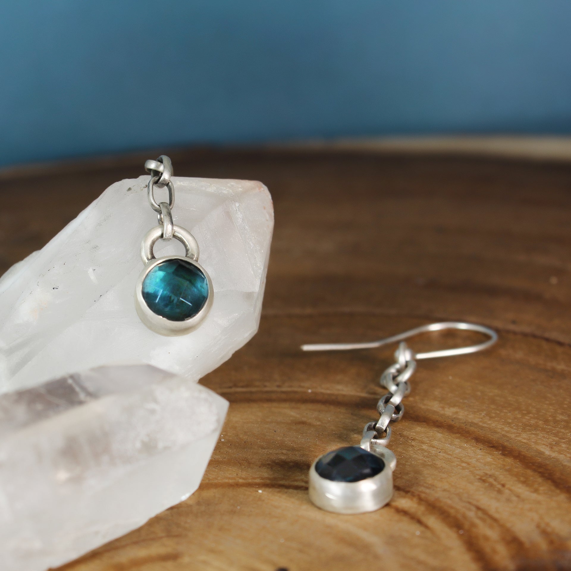 Blue Topaz Earrings - Looking Glass Earrings 