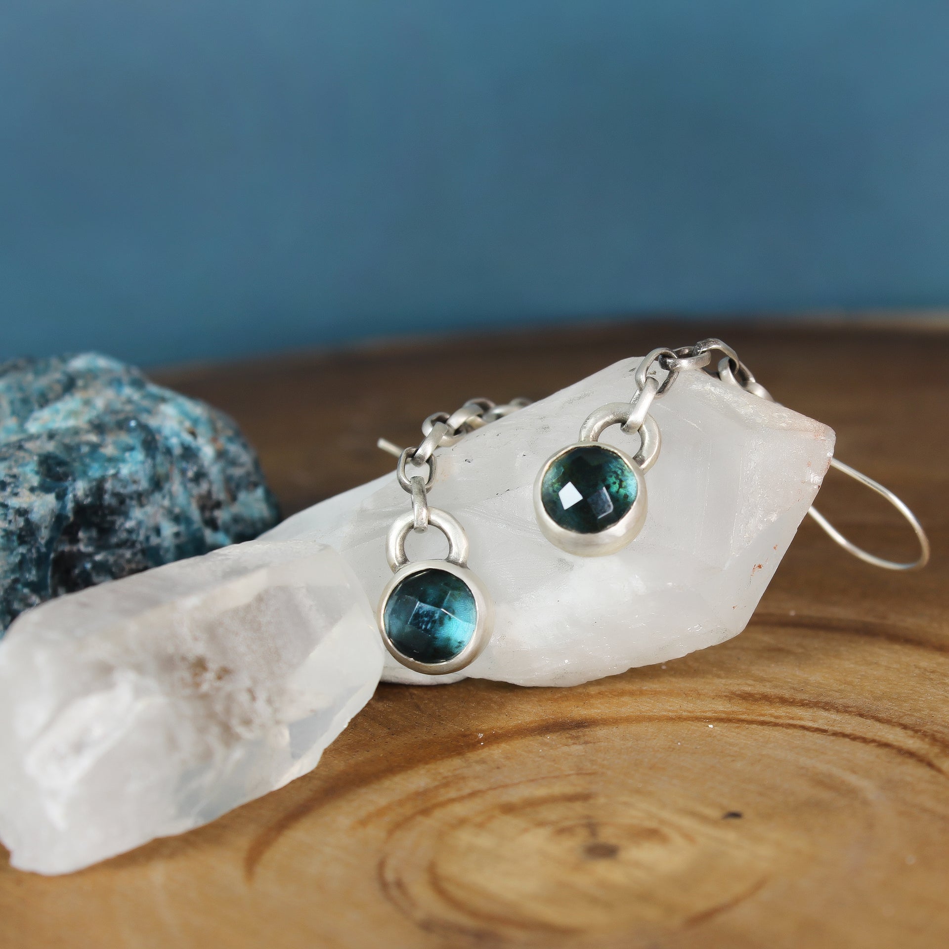 Blue Topaz Earrings - Looking Glass Earrings 