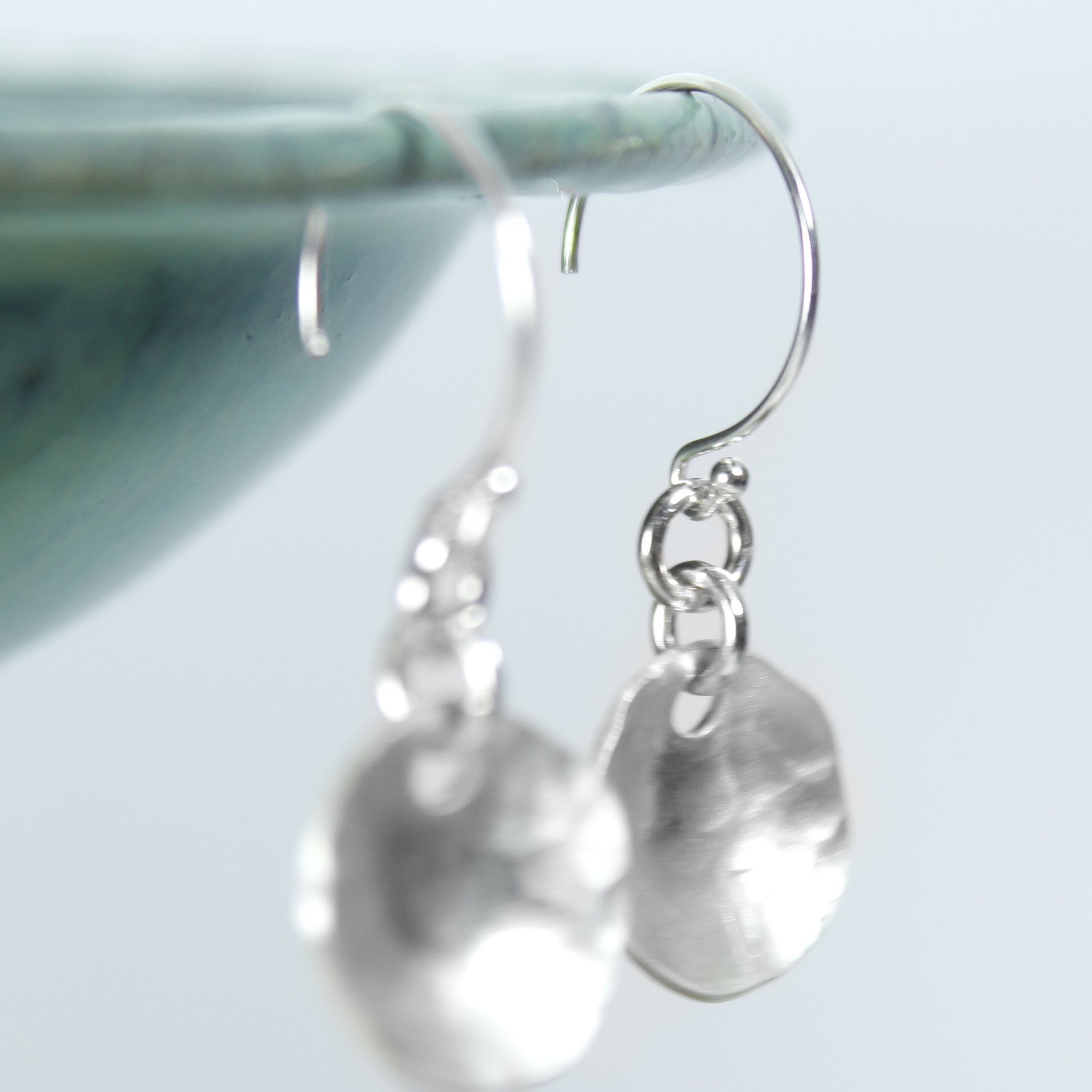 Hammered Dangle Earrings Silver 