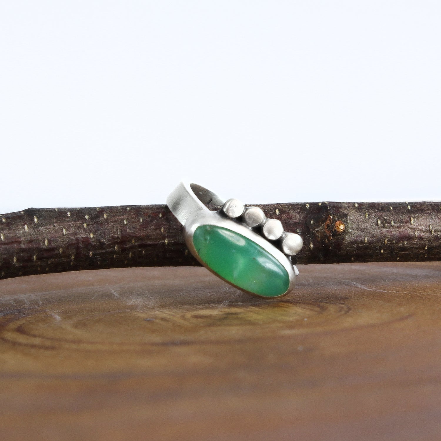 Silver Chrysoprase Ring Size 8 