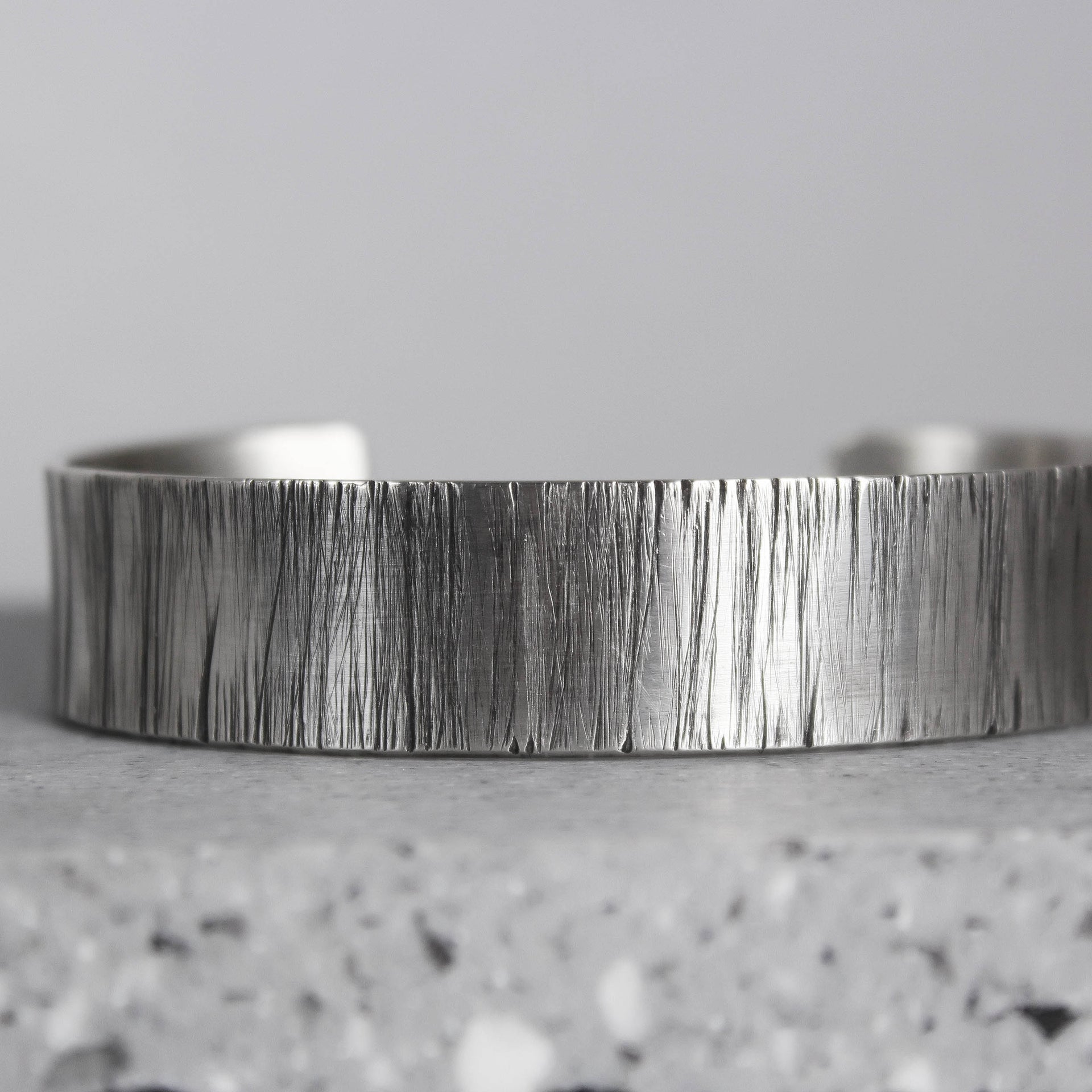 Wide Silver Cuff Textured 5/8" 