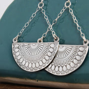 Silver Mandala Earrings Art Deco 