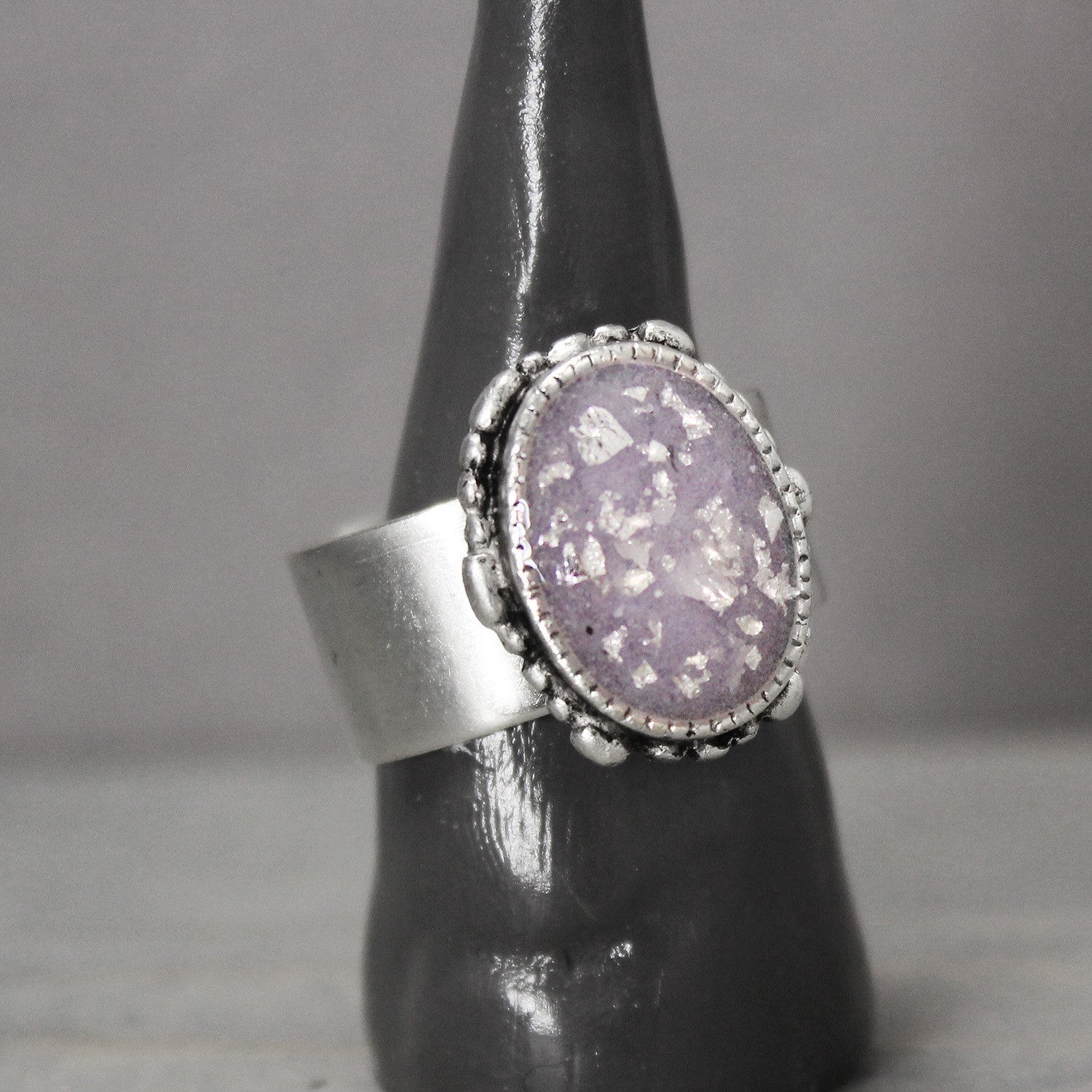 Large Amethyst Silver Ring 