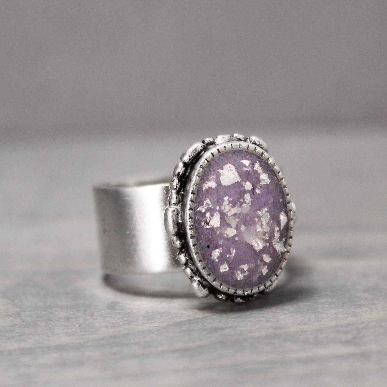 Large Amethyst Silver Ring 