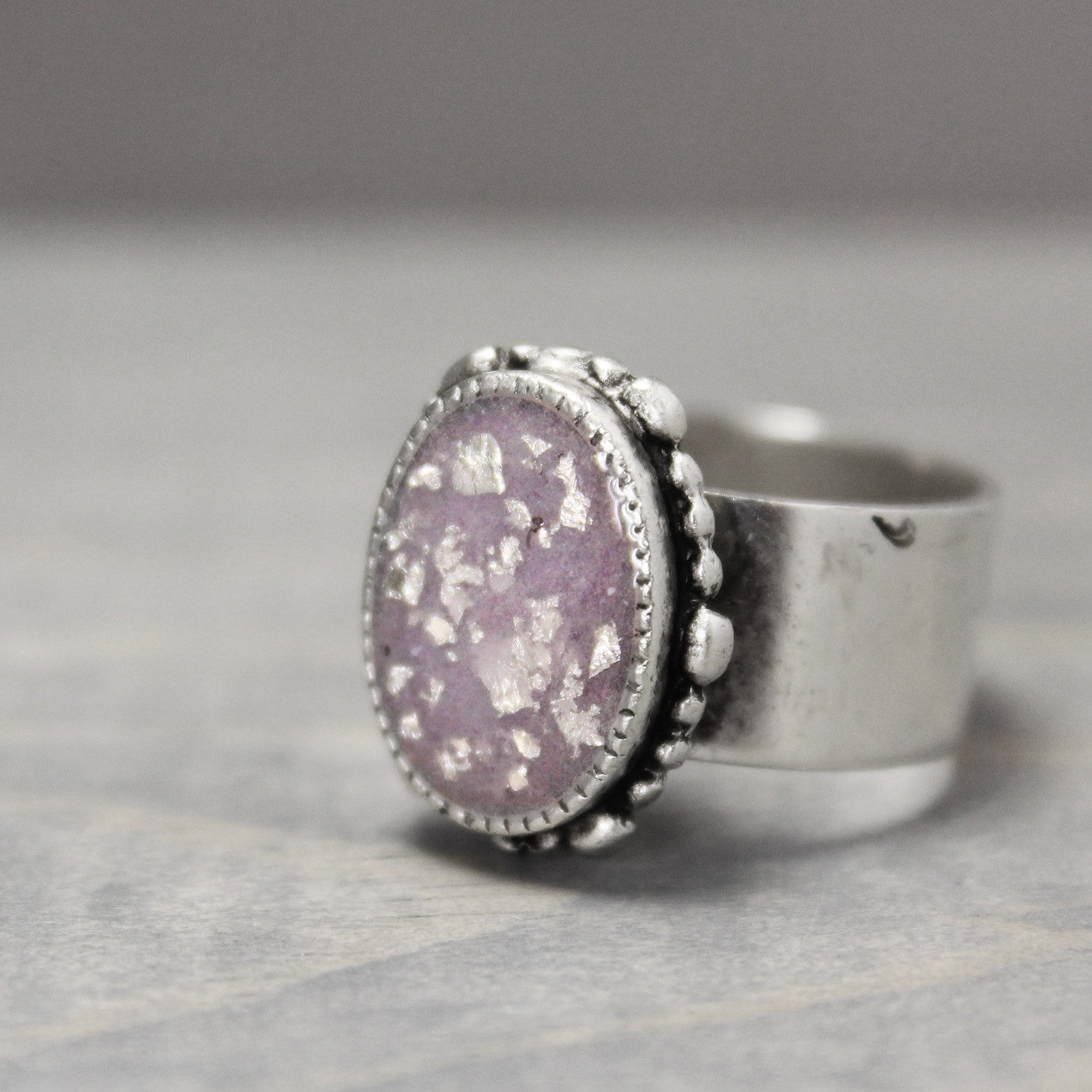 Large Amethyst Silver Ring 