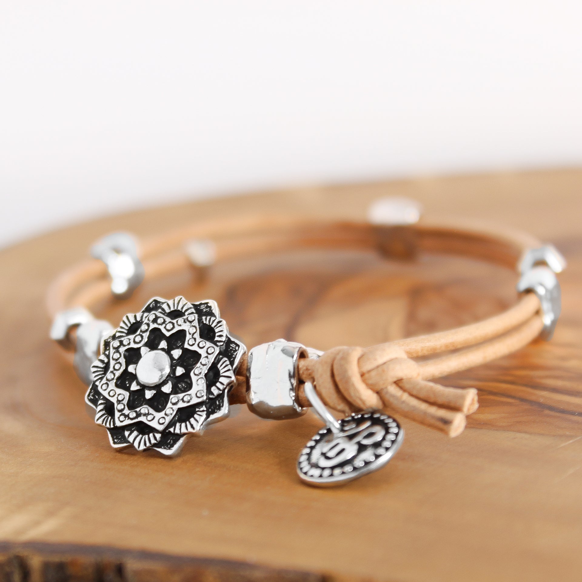 Leather Mandala Bracelet 