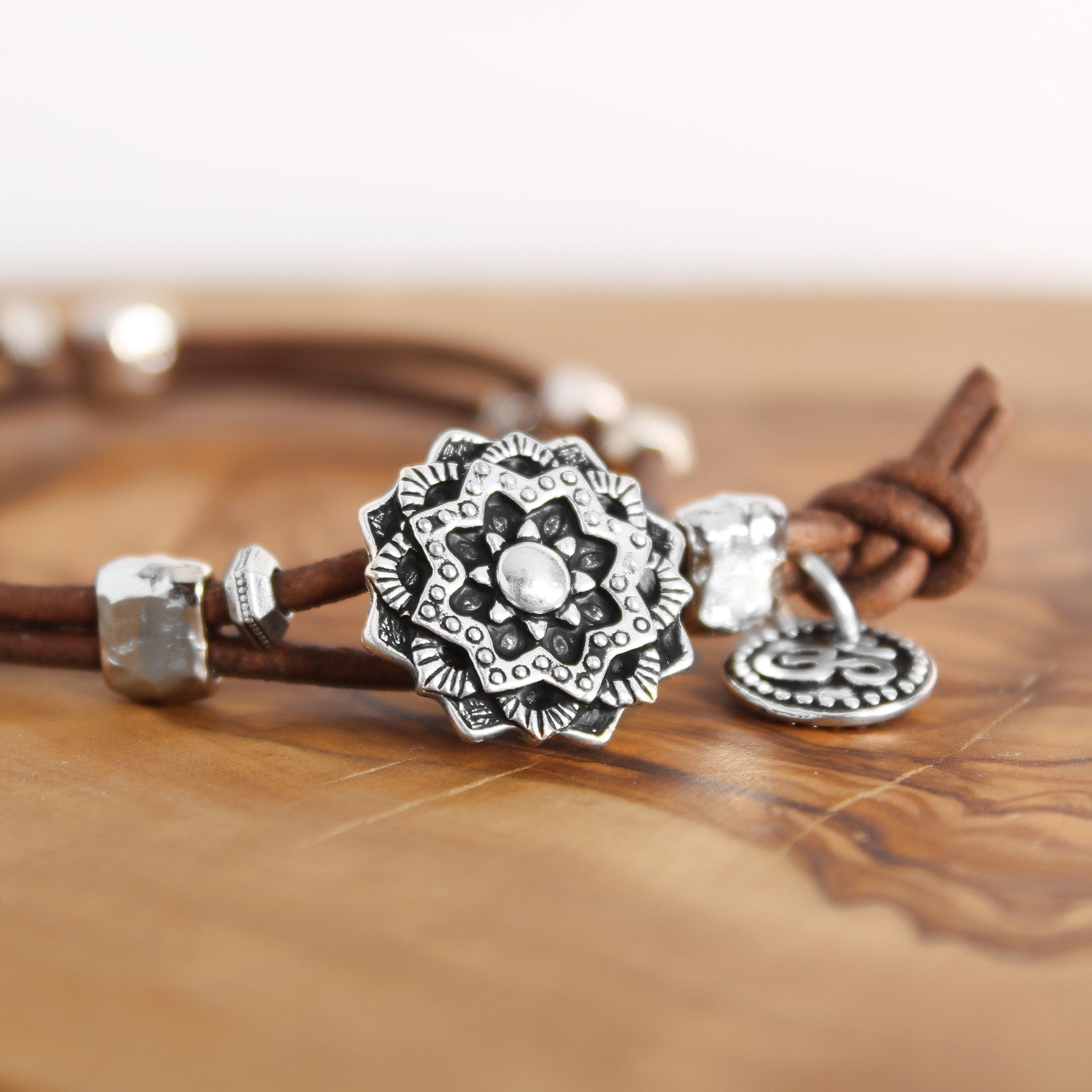 Leather Mandala Bracelet 