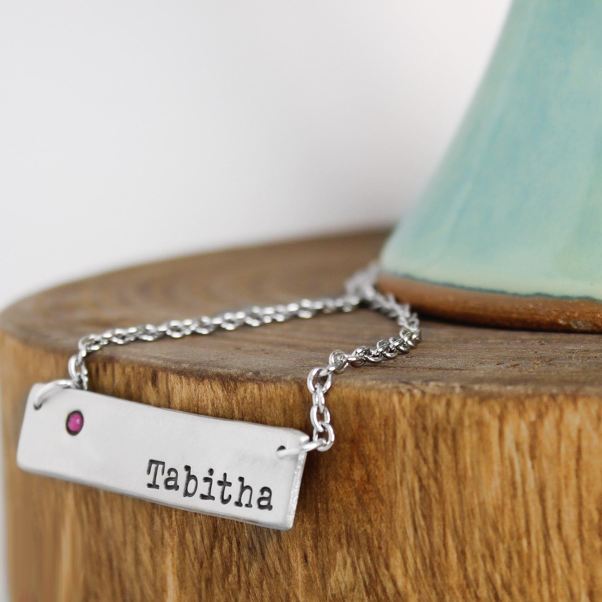 Name Necklace with Birthstone 