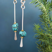 Long Silver Turquoise Earrings 