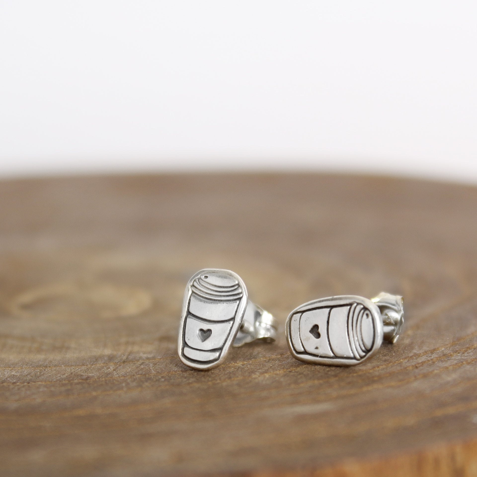 Silver Coffee Earrings 