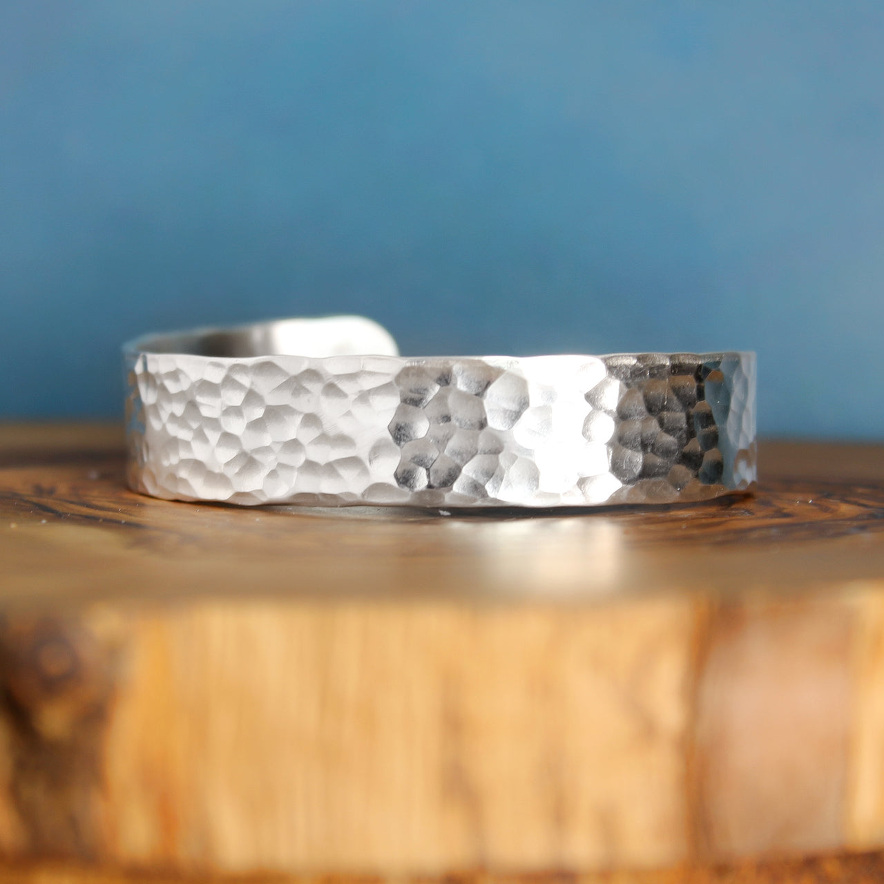 Wide Hammered Silver Cuff 1/2" 