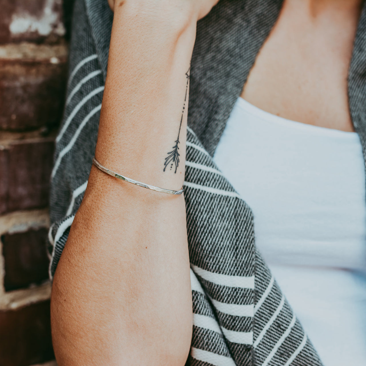 Hammered Silver Cuff Thick 